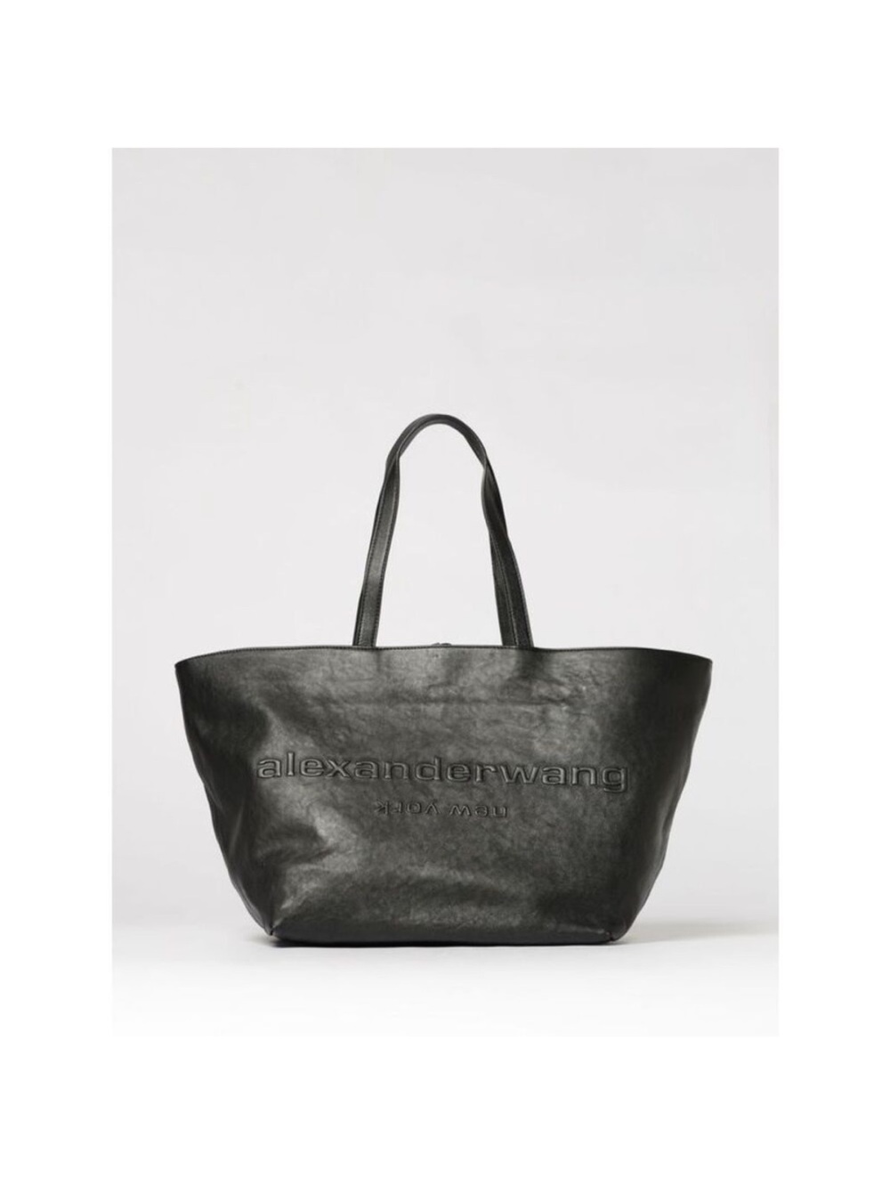 Alexander Wang Black Embossed Logo Leather Tote